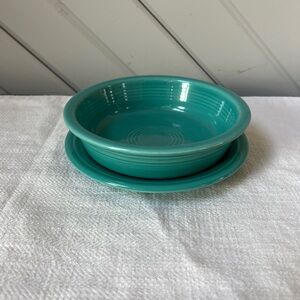 Vintage Fiestaware Small Plate and Bowl Turquoise Blue